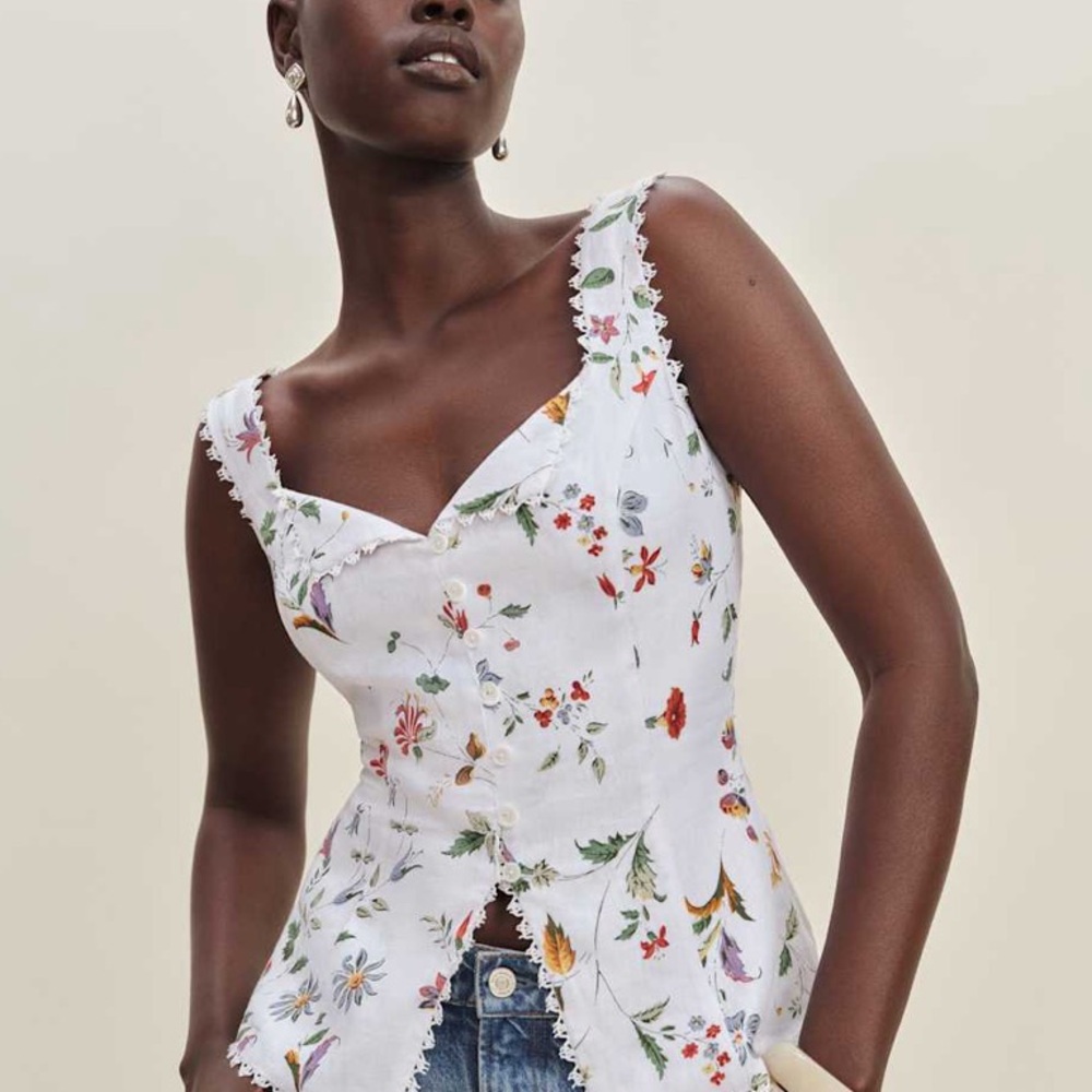 Reformation Viola Linen Top Corsini